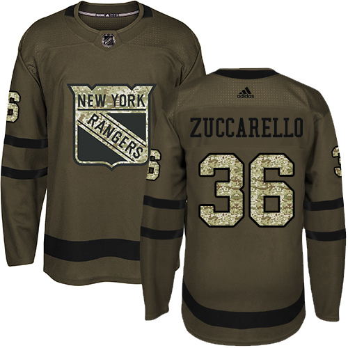 Adidas Rangers #36 Mats Zuccarello Green Salute to Service Stitched NHL Jersey - Click Image to Close
